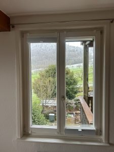 Cat door fitted into a double glazed door