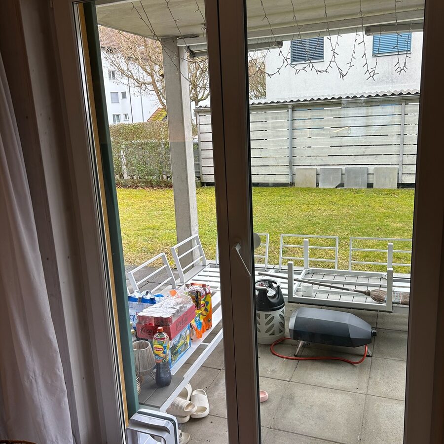 Cat door fitted into a glazed entrance door